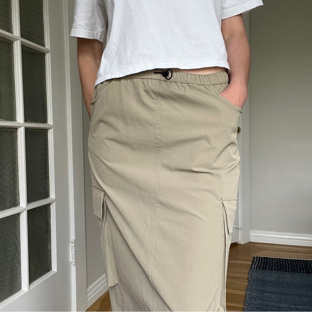 Khaki Cargo Maxi Skirt
